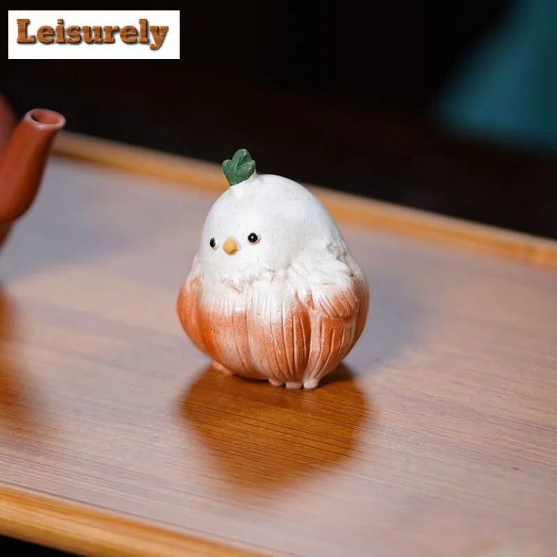Yixing Zisha Garlic Bird Tea Pet Creative Tea Sculpture Tea Figurine Play Toys Tea Statue Ornaments Can Be Raised Decoration