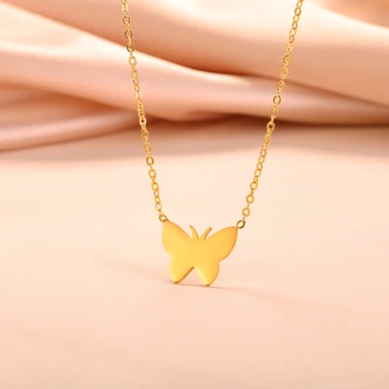 New In Butterfly Choker Necklace for Women Stainless Steel Gold Color Neck Chains 2025 Fashion Jewelry Girls Gifts Wholesale