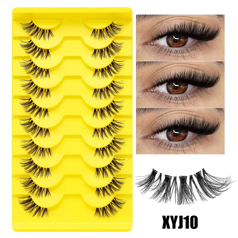 DINGSEN 10 Paar halbe Wimpern, weiche, zarte, natürliche, transparente halbe Wimpern, natürlicher Look, flauschige Beauty Cilios 3D Winged Strip Lashes – Detail 15