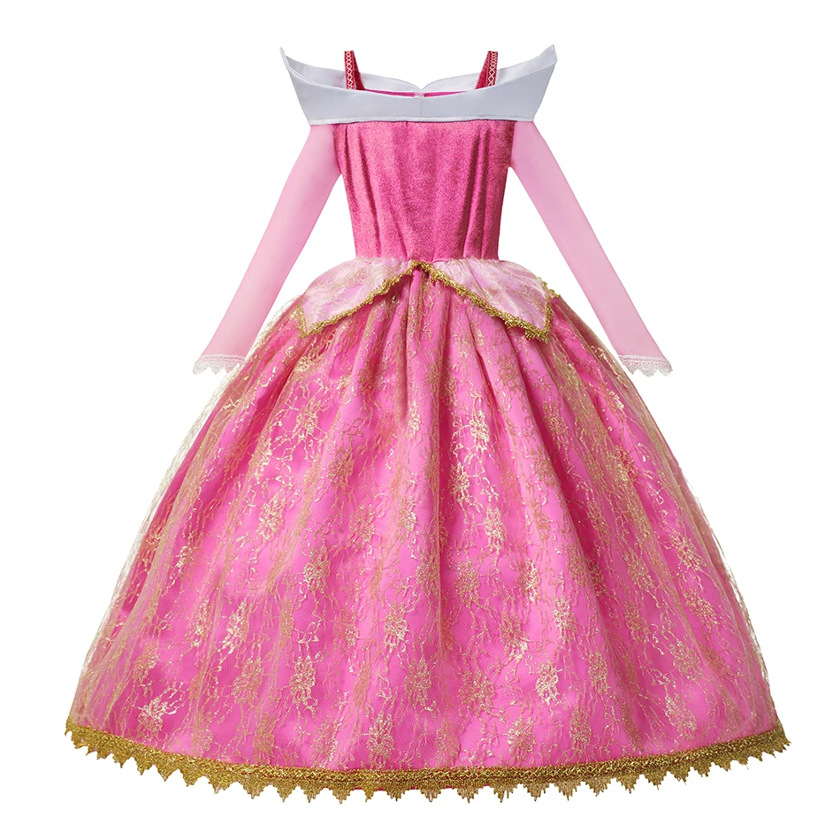 Disney Girls Aurora Princess Dress Sleeping Beauty Cosplay Costume Kids Girl Princess Dress Birthday Gifts Party Clothing 2-12Y