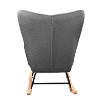 Кресло-качалка для отдыха Anajqaqia, кресло-качалка в клетку с деревянной основой, бархатная ткань Тедди — изображение 6