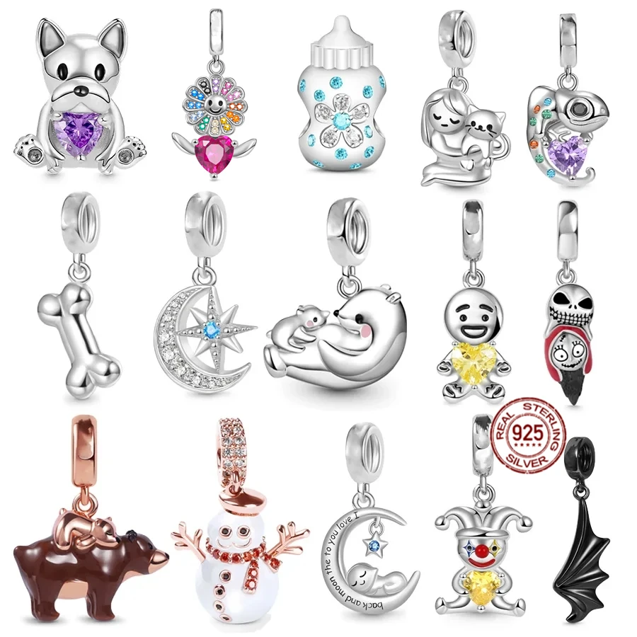 

NEW Virgin Angel Bead Cute Clown Embraces Heart Gemstone Dangle Charm Fit Original Pandora Bracelet Silver 925 DIY Women Jewelry