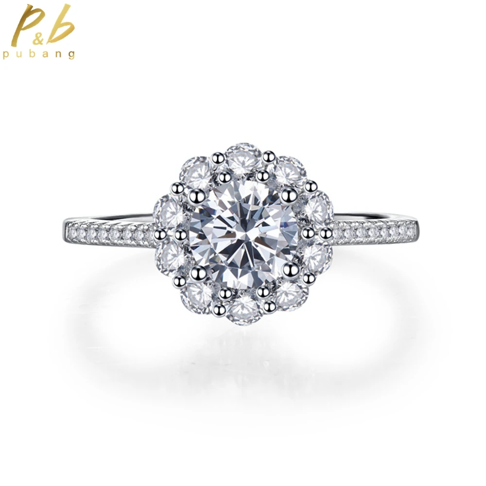 

PuBang Fine Jewelry 925 Sterling Silver Full Sapphire Created Moissanite Diamond Ring for Women Anniversary Party Gift Wholesale