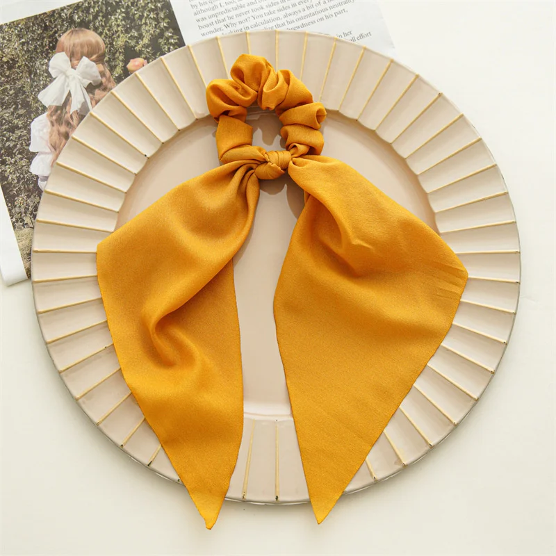 Haar Schal Haarband Chiffon Floral Scrunchie Haar Bands Pferdeschwanz-halter Scrunchy Krawatten Vintage Zubehör für Frauen Mädchen – Detail 6