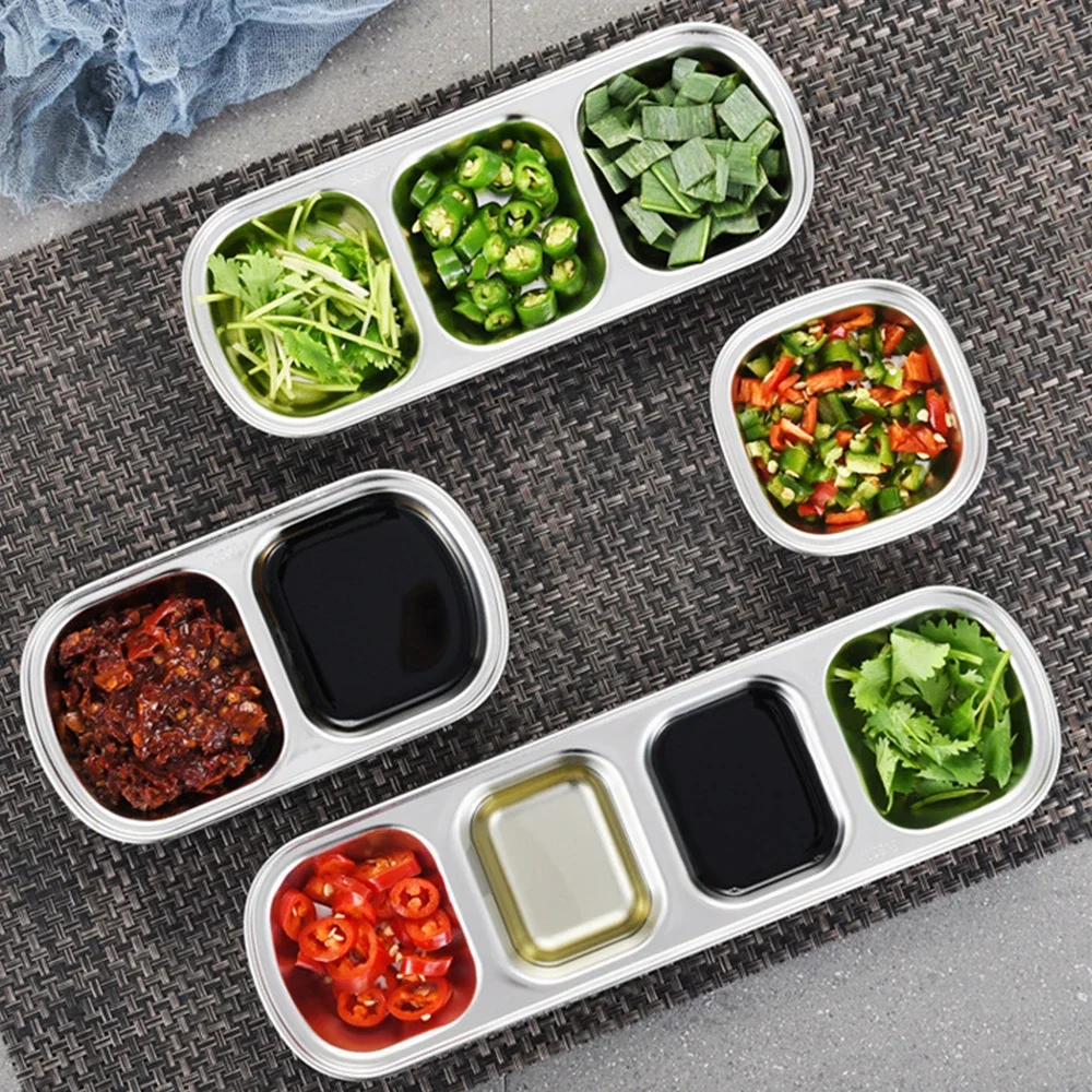 Stainless Steel Seasoning Dish Kitchen Food Sauce Wasabi Dish Multipurpose Seasoning Saucers Appetizer Plates Kitchen Home Tool sauce dishes seasoning dishes