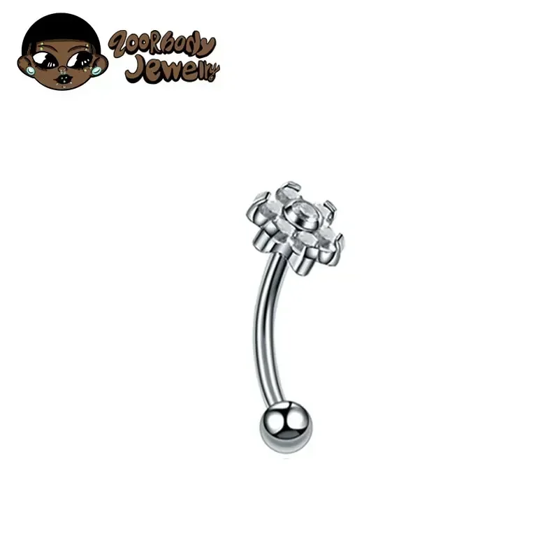 F136 Titanium Classic Eyebrow Piercing Inlaid Opal Zircon