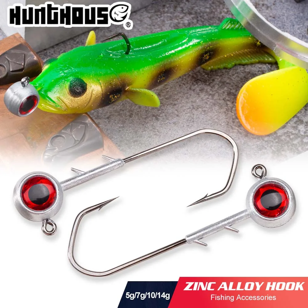 

Hunthouse Zinc Alloy Fishing Hook With Red Eyes 5g/7g/10g/14g Crank Jig Head Jigging For Soft Lure Fishing Accessories Tackle