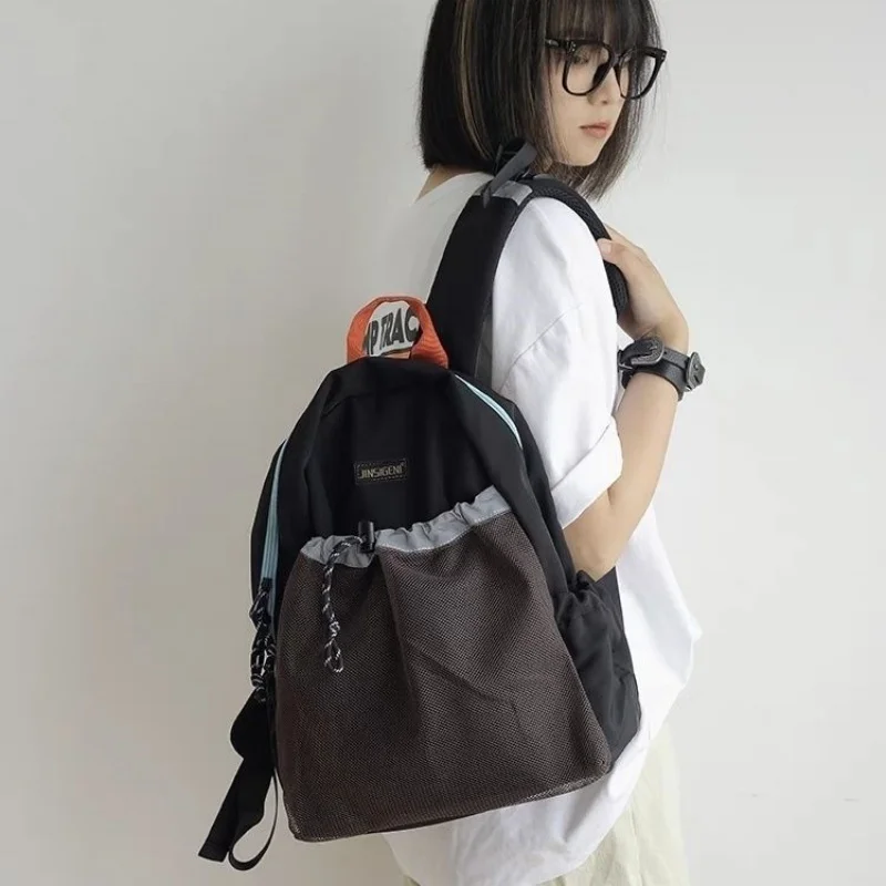 Contrast Color Mesh Nylon Fashion High School Students Backpacks Causal Girls Travel Backapck Women Rucksacks