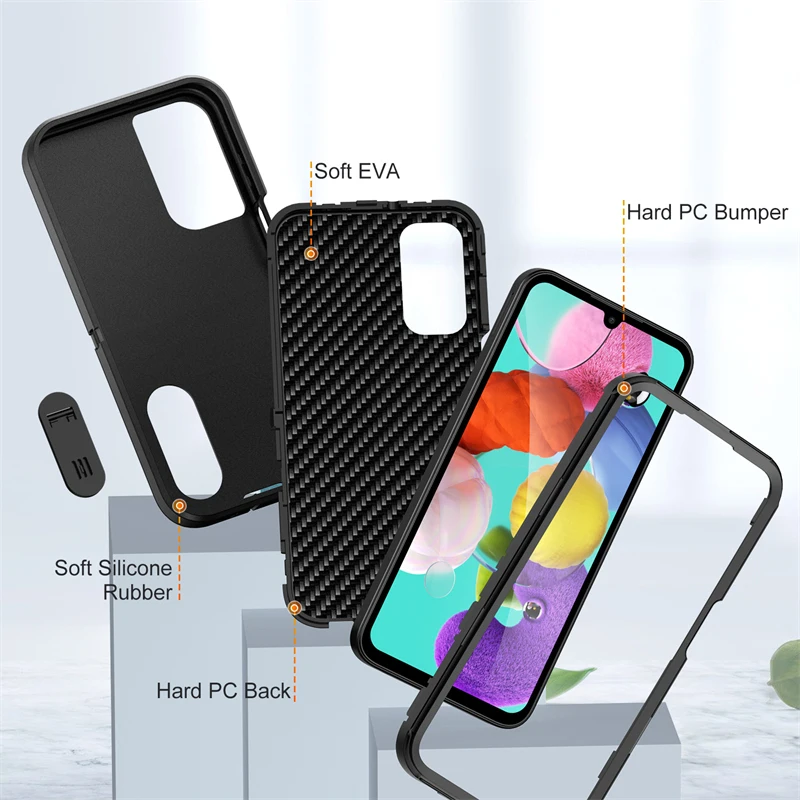 Heavy Armor Shockproof Phone Case with Hard Plastic Frame and Soft TPU Back Cover
