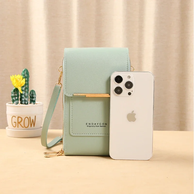 Women's Soft Leather Touch Screen Crossbody Shoulder Bag and Wallet