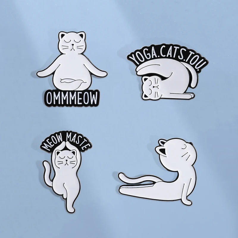 Cartoon Katze Yoga Pose Emaille Pin Yoga.Cats.Tou Meow Maste Yoga Meditation Staat Broschen Revers Abzeichen Schmuck Großhandel Geschenk – Detail 10