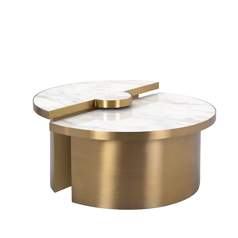 

Luxury Modern Style Home Design European Golden Metal Coffee Table Living Room