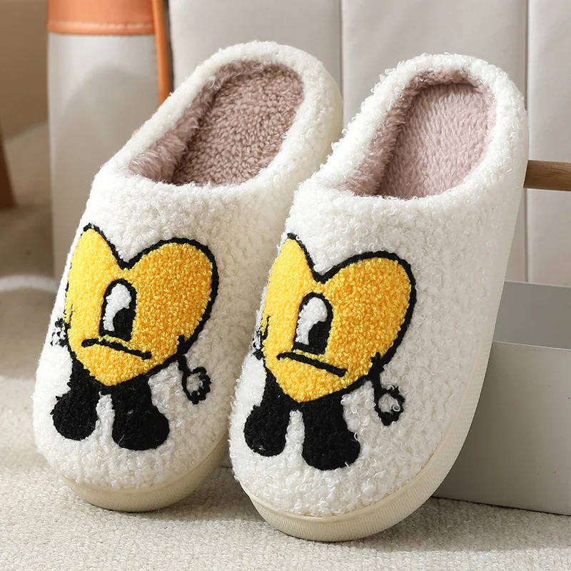 New love cotton slippers luxury house shoes for men and women sneakers in and lovely thick bottomed cartoon fuzzy  clear  heels