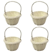 4Pcs Handheld Rattan Basket Set Handwoven Baskets Eye Catching Flower Arrangements Containers for Tabletop Decors 1