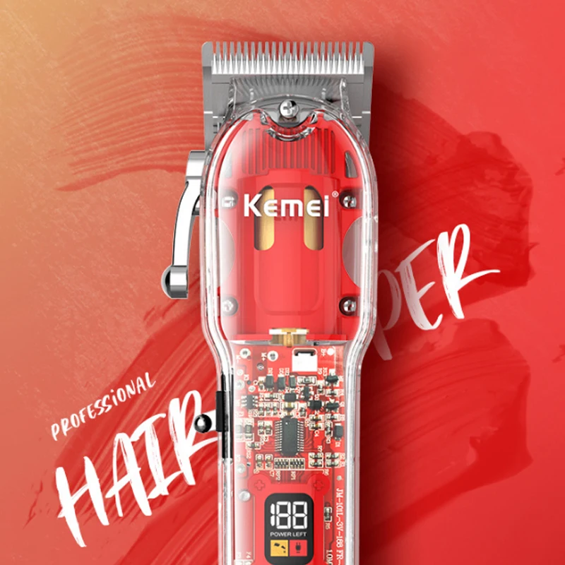 Kemei 1761 남성용 전문 무선 헤어 클리퍼 리튬 수염 헤어 트리머 전기 헤어 커팅 머신 충전식
