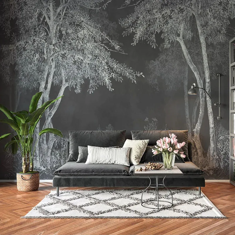 Custom Photo Nordic Mural 3D Modern Abstract Forest Woods Wall Home Decor Bedroom Living Room Sofa TV Background Wallpaper Grey