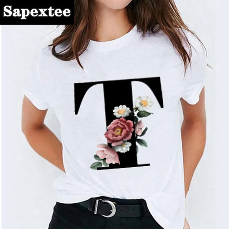 26 Letter Printed Women T-shirts Harajuku 2021 New Tops Casual Tee Summer Short Sleeve Graphic Female T shirt for Women Clothing - 4