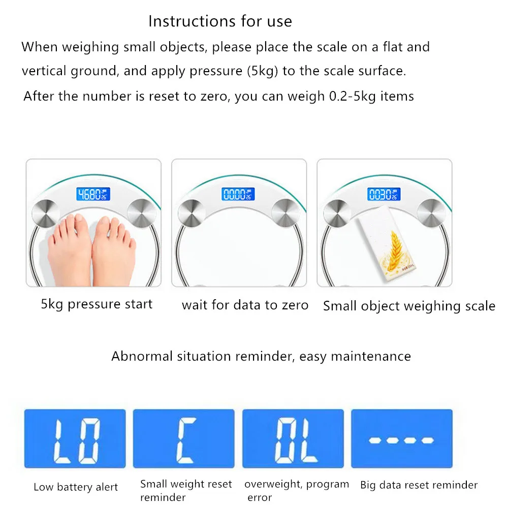 Bathroom Scales for Body Weight,Rechargeable Battery and Temperature  Display 