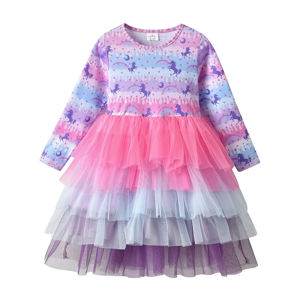 Long Sleeve Tulle Party Dresses VIKITA Girls Winter Dresses For Ages 3-12  Years Holiday Dresses For Girls