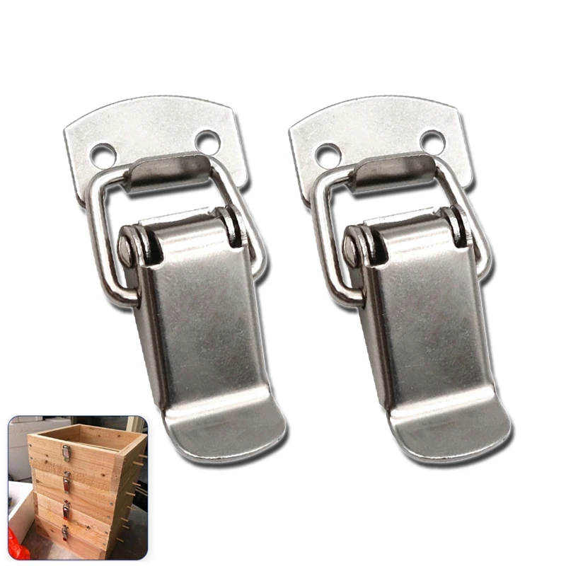Toggle Hasp Latch Stainless Steel Buckle Lock Iron Spring Duckbill Lock Wooden Box Bag Buckle Industrial Equipment