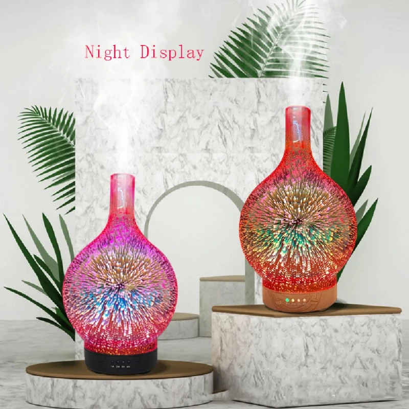 Porseme Essential Oil Diffuser 3D Glass Humidifier 7 Color Changing LEDs Waterless Auto-Off Timer Setting bpa Free ultrasonic 5