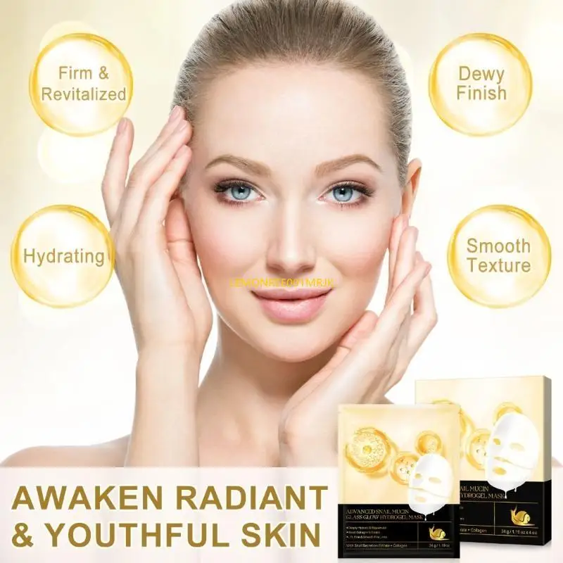 M4YA 4 Pcs Hydrating Mask Snails Mucin Glass Glow Hydrogel Face Mask Nourishes