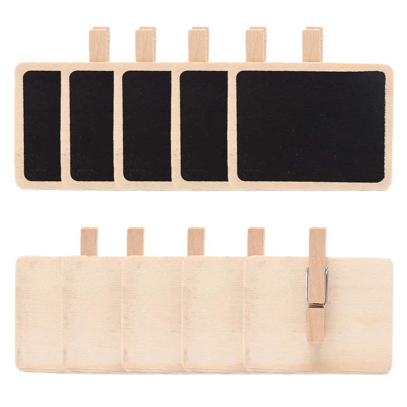 10 Pezzi Mini Lavagnette in Legno con Clip per Messaggi e Note, Decorazione per Casa e Negozio - immagine 4