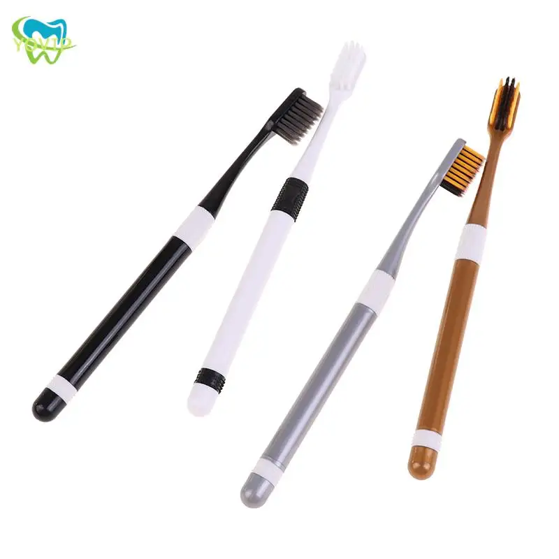 커플 소프트 칫솔 대나무 숯 성인용 블랙 화이트 심플 칫솔, 부드러운 강모 가정용 휴대용 구강 케어 액세서리