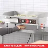 Commercial Stainless Steel Electric Griddle Adjustable Temperature 90℉-575℉ 240V 3500W & 6-Pack 2.5" Half Size Catering Pans 4