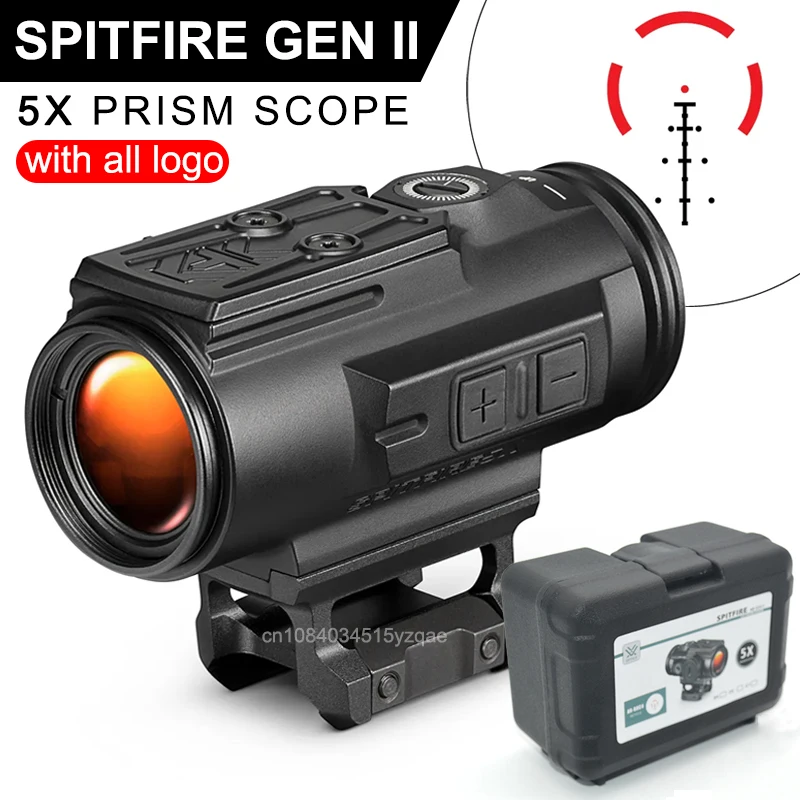 

SPITFIRE GEN II 5X Prism Rifle Scope BDC4 Reticle Tactical Hunting Red Dot Magnifier MRDS Mounting Platform Picatinny Rail Mount