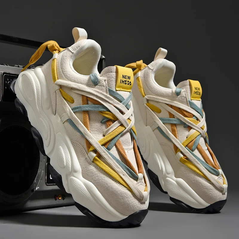 

High Quality Mens Casual Shoes Autumn 2023 New Comfortable Thick Sole Non-slip Sneakers Man Fashion Outdoor Breath Mixed Color