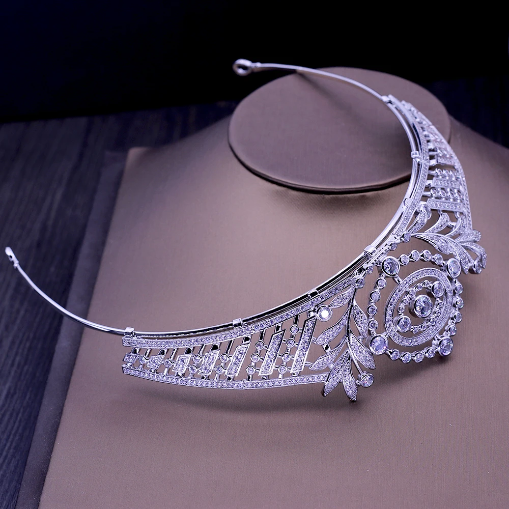 

Fashion New Design Noble Clear Cubic Zircon Muslim Women Crown And Tiaras Female Bridal Hair Accessories For Anniversary C-43