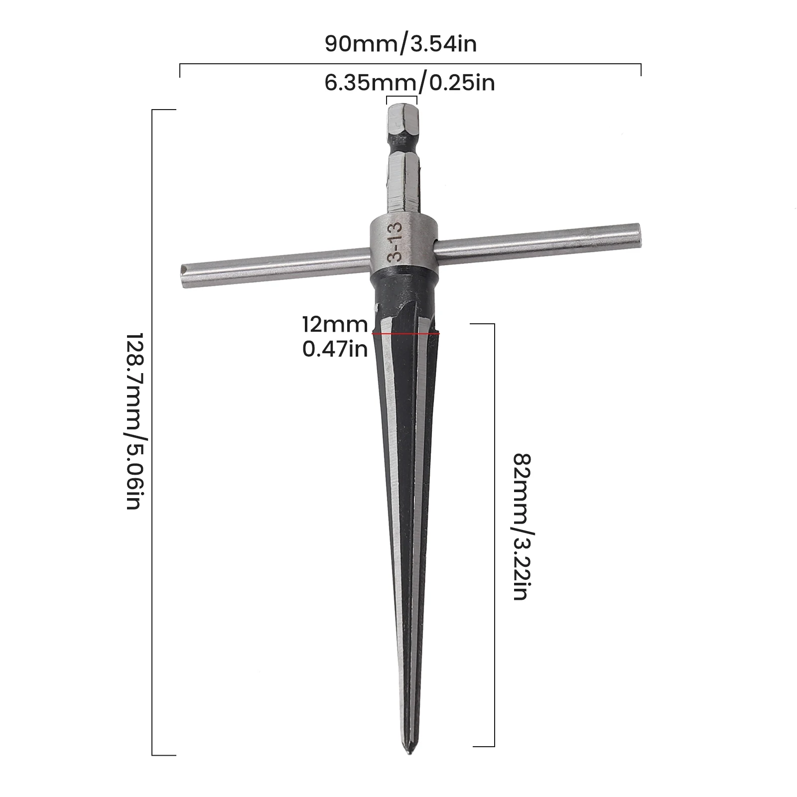 1pc Hand Reamer Inverted Taper Wood Sink Holes Chamfers 3-13mm hss reamer steel reamer tools cobalt reamer carbide reamer