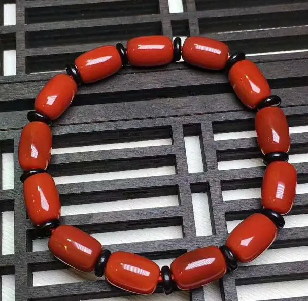 

FREE SHIPPING noble jewelry Natural rare South Red Onyx Stone Bracelet Women Persimmon Red Bracelet