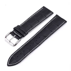 High-Quality Bamboo Pattern Leather Watch Strap - Universal Fit for 12mm (Black White Line)