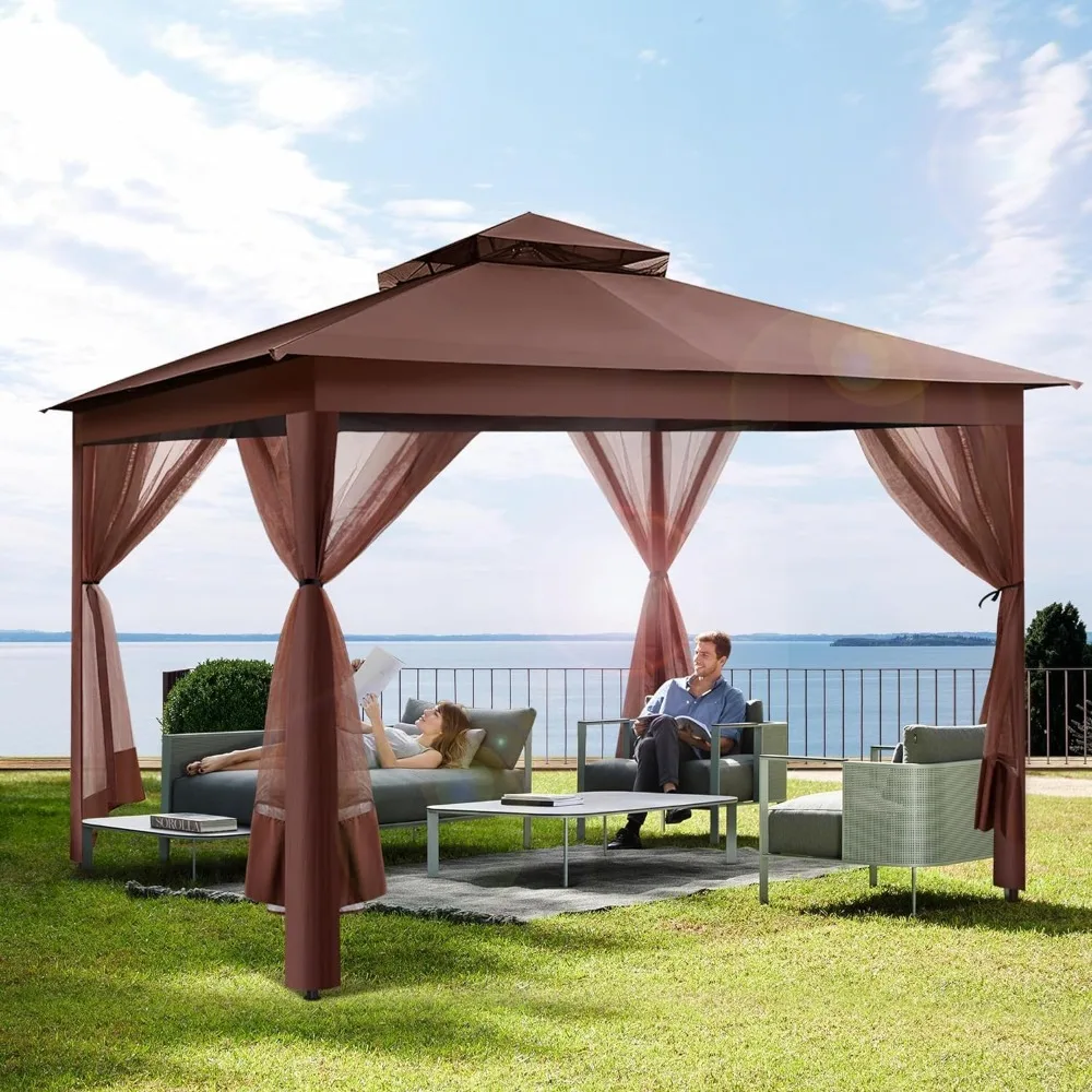 

Gazebo withMosquitoNetting13x 13 Outdoor Gazebo Waterproof Canopy Tent with Double Roof Tops Shade for Patio, Outdoor decoration