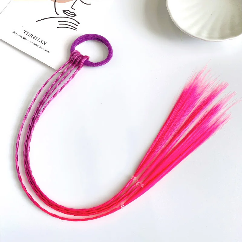 Neue Mädchen bunte Perücken Pferdes chwanz Kinder Haarschmuck Stirnband Haarschmuck Stirnbänder Gummibänder Schönheit Haar bänder Kopf bedeckung – Detail 22