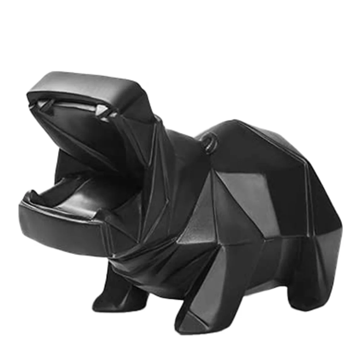 

Hippo-Statue Resin Sculpture for Art Desk Bookshelf Wine Cabinet to Attract Luck-and Wealth Resin Ornaments Black