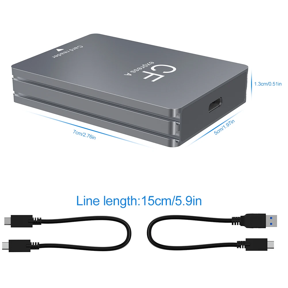 USB C-USB C/USB A 케이블이 포함된 CFexpress 타입 A 카드 리더기 CFexpress 리더기는 SLR용 안드로이드/Windows/OS를 지원합니다.
