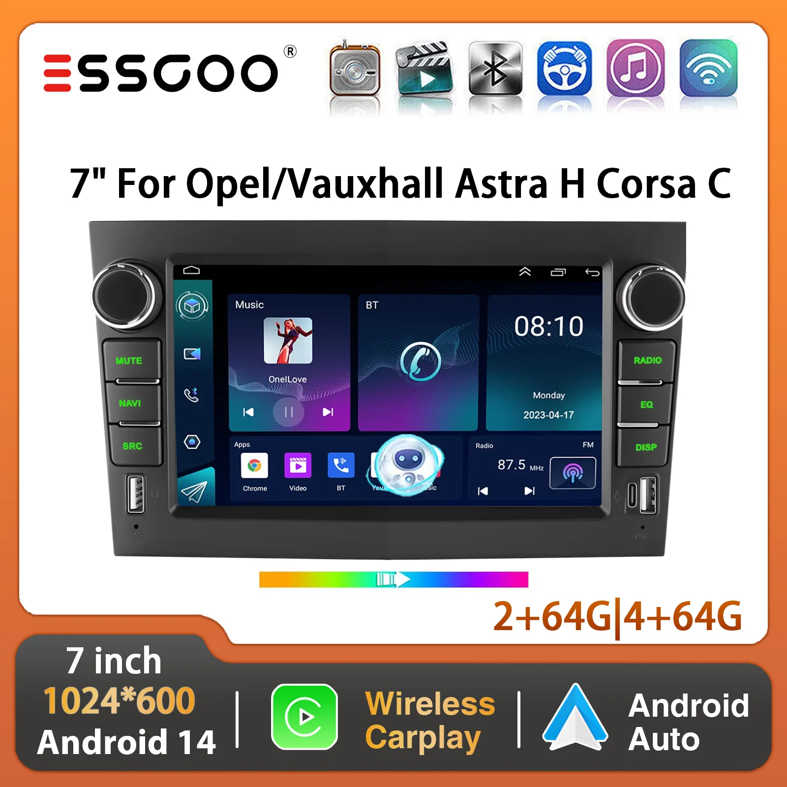 AO7 Android 13 Autoradio Mit Navi Qualcomm 665 4G+64G Ersatz Für Opel Antara Astra H Combo Corsa D Meriva Signum Vectra Vivaro Zafira B:SIM DAB BT 5.0 WiFi 2din 7" IPS Panzerglas
