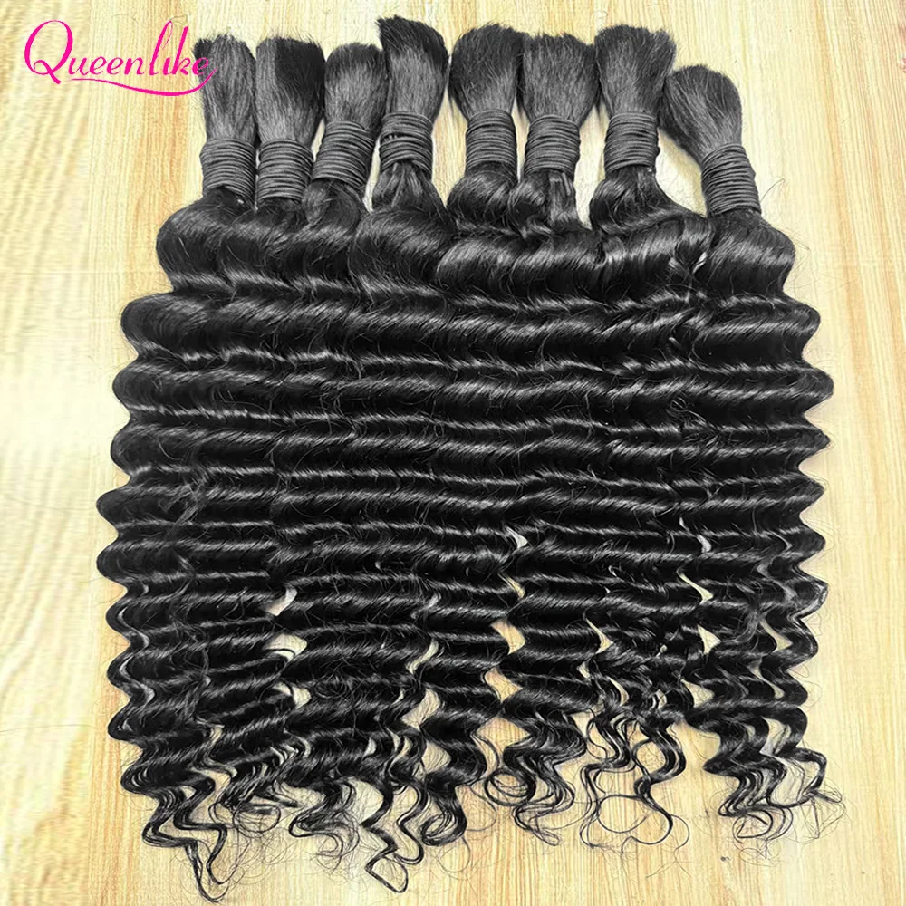 100% Human Hair Bulk Deep Wave For Braiding Deep Curly No Weft Brazilian Remy Hair Extensions 50/100g Unprocessed Remy Bulk Hair 2