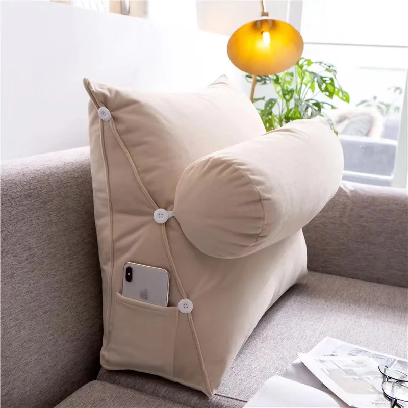 60cm Stereo Couch Bed Reading Backrest Triangular Lumbar Support Cushion  With Headrest Plush Back Pillow Sofa Bed Waist Cushion - AliExpress