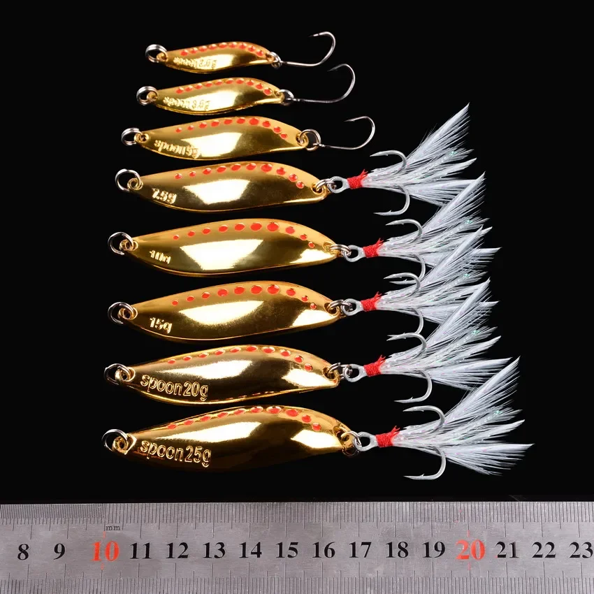 1Pcs Metal Spoon Fishing Lures 2.5g-30g Gold Silver 3