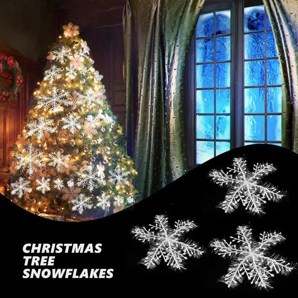 

Large Christmas Snowflakes Ornaments Xmas Tree Hanging DIY Glitter Flake Decoration Year Home Snow Decor Garlands New G5I2