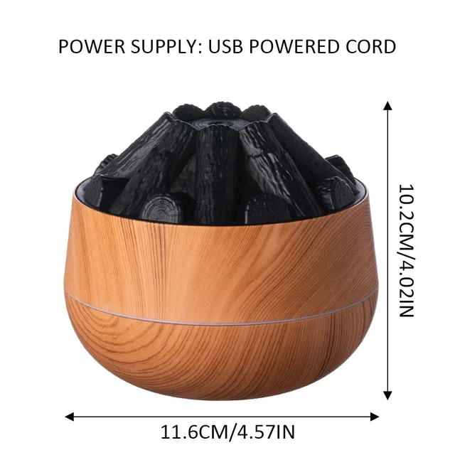 USB Humidifier 300ML Artificial Charcoal Fire Air Humidifier Aroma Diffuser Mist Sprayer Mini Diffuser with Night Light for Home 5