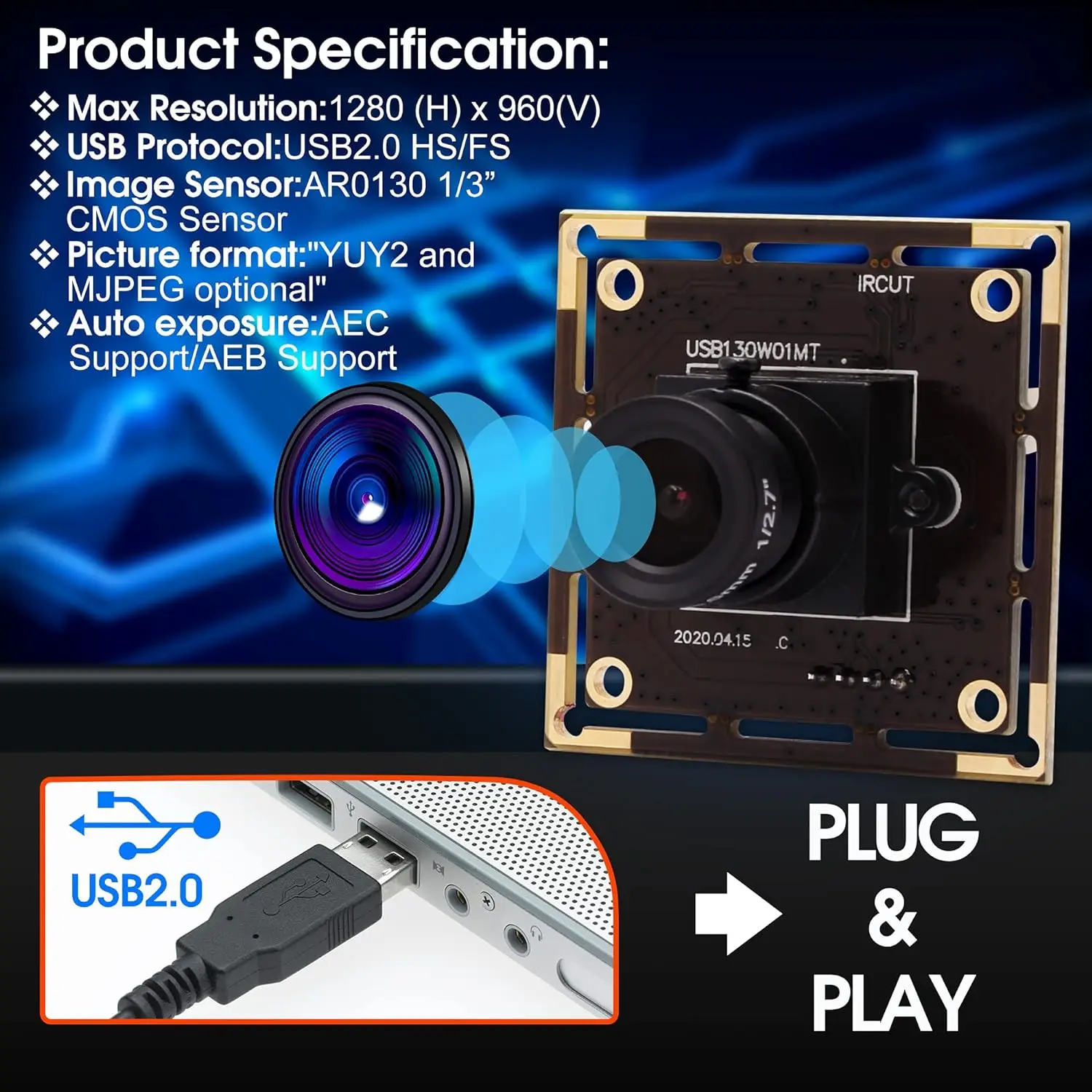 ELP 960P HD CMOS Camera Module AR0130 Board Low