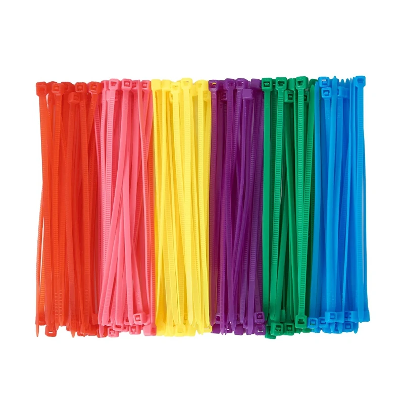 

600 Pieces (100 Per Color) Small Colored Zipper Ties 4inch Multicolor Zipper Ties for Decorating Mesh Garland Supplies