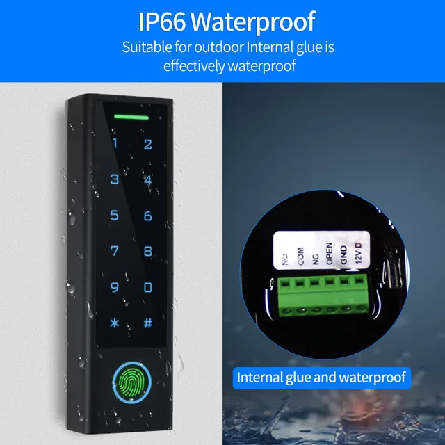 TTLock App Bluetooth Fingerprint Access Control Keyboard or Doorbell Keypad Opener RF IC Card Reader Door Lock System Waterproof 2