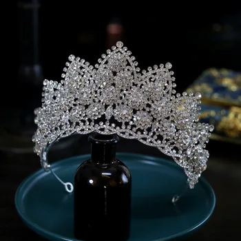 Diademi da sposa Accessori per capelli Lusso pieno di zirconi Corone da sposa Diadema Copricapo Spose barocche Festa Tiara Corona per le donne