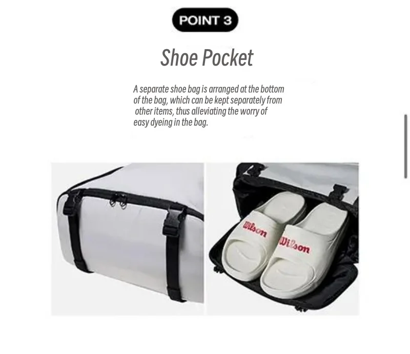 Wilson Tennis Racket Bag Large Capacity Badminton Sports Backpack Drawstring Leisure Travel Bag With Mini Pocket for Men Women 4